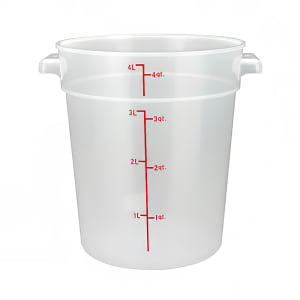 080-PTRC4 4 qt Round Storage Container, Polypropylene, Translucent 