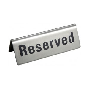 080-RVS4 Reserved Table Tent Sign - 4 3/4" x 1 3/4", Stainless