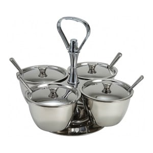080-RS4 Round 32 oz Condiment Server - Silver