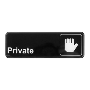 080-SGN304 PRIVATE Sign w/ Symbol, 3" x 9", Black