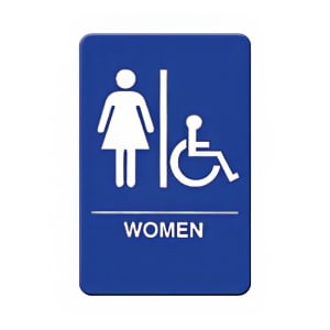 080-SGNB651B Women/Accessible Sign, Braille - 6" x 9", Blue