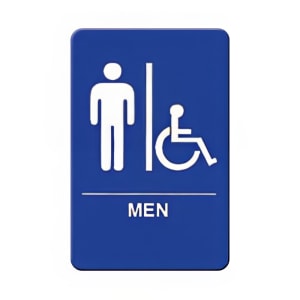 080-SGNB652B Men/Accessible Sign, Braille - 6" x 9", Blue