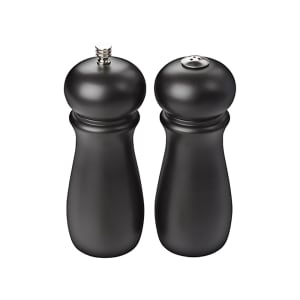 080-SP612 6" H Salt Shaker & Pepper Mill Set - Rubberwood, Black