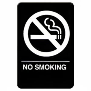 080-SGNB601 No Smoking Sign, Braille - 6x9", Black