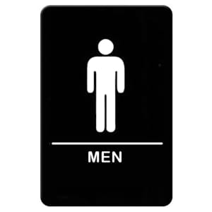 080-SGNB605 Men Sign, Braille - 6" x 9", Black
