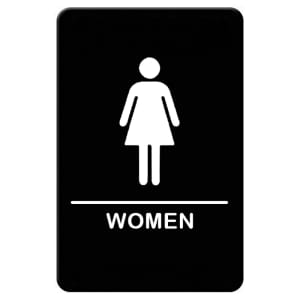 080-SGNB606 Women Sign, Braille - 6" x 9", Black