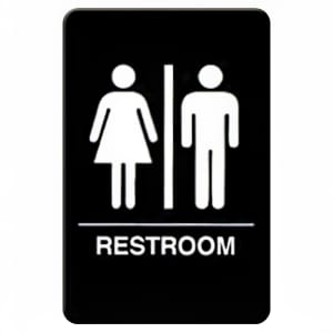 080-SGNB603 Restrooms Sign, Braille - 6" x 9", Black