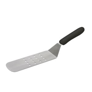 080-TKP91 8 1/4" Perforated Offset Turner w/ Black Plastic Handle, Stainless Steel