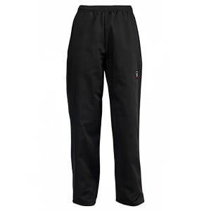 080-UNF2KM Newbury Chef's Pants w/ Elastic Waist & Drawstring - Poly/Cotton, Black, Medium