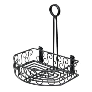 080-WBKH6SB Half-Moon Condiment Caddy - Wire, Black