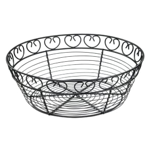 080-WBKG10R Round Bread/Fruit Basket, 10 x 3"H, Black Wire