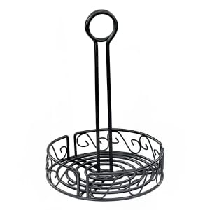 080-WBKH6R Round Condiment Caddy - Wire, Black
