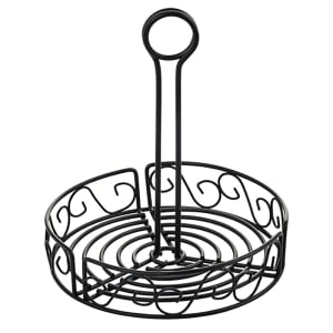 080-WBKH7R Round Condiment Caddy - Wire, Black
