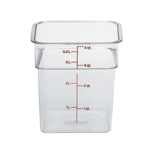 144-4SFSCW135 4 qt Square Food Storage Container - CamSquare®, Plastic, Clear