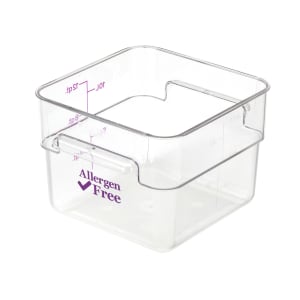 144-12SFSCW441 12 qt Square Food Storage Container - CamSquare®, Allergen-Free, Polycarbonate, Clear