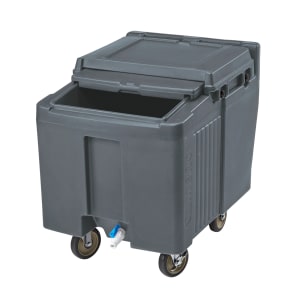 144-ICS125L191 125 lb Insulated Mobile Ice Caddy - Plastic, Granite Gray