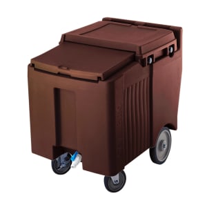 144-ICS125LB131 125 lb Insulated Mobile Ice Caddy - Plastic, Dark Brown