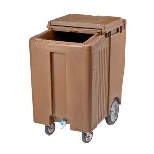144-ICS200TB157 200 lb SlidingLid™ Insulated Mobile Ice Caddy - Plastic, Coffee Beige