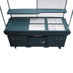 144-KVC854192 Kiosk Type Food Cart w/ Lockable Storage, 85 1/8"L x 33 1/2"W x 70 1/2"H, Green