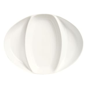 192-DP11 11" x 8 1/4" Oval Chef's Selection Divided Platter w/ (3) Compartments - Porcelain, Bright White