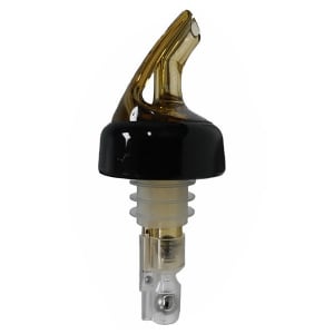 214-BMP500RAC 5 oz Measured Liquor Pourer, Amber w/ Black Collar