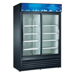 847-VRGD45 53" VRGD Series Two Section Glass Door Merchandiser - (2) Sliding Doors, Black, 115v