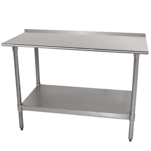 009-TTF307X 84" 18 ga Work Table w/ Undershelf & 430 Series Stainless Top, 1 1/2" Backsplash