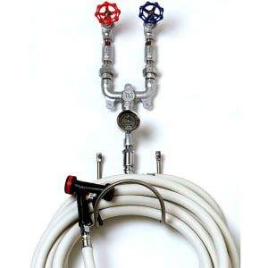 064-MV077112CW Washdown Station, Chrome Plated, 50 ft Hose, Water Gun, Rack, 3/4 in