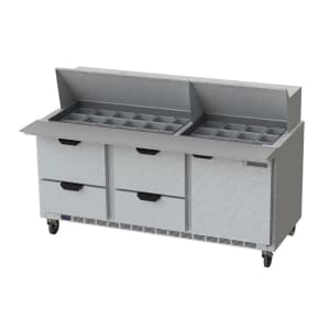 118-SPED72HC30M4 72" Hydrocarbon Series Mega Top Sandwich/Salad Prep Table w/ Refrigerated Base, 115v