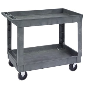 121-2523 2 Level Polymer Utility Cart w/ 500 lb Capacity, Raised Ledges