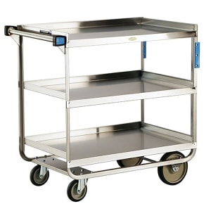 121-744 3 Level Stainless Utility Cart w/ 700 lb Capacity, Raised Ledges