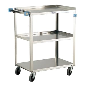 121-322 3 Level Stainless Utility Cart w/ 300 lb Capacity, Raised Ledges