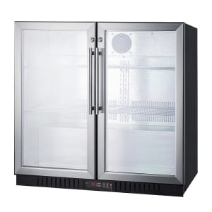 162-SCR7012DB 35 1/2" Bar Refrigerator - 2 Swinging Glass Doors, Stainless, 115v