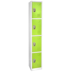 874-629204GRN Four Section Locker w/ (4) Hooks - 12"W x 12"D x 72"H, Steel, Green