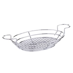 166-BSKC118 Oval Wire Basket w/ Ramekin Holder, 11x8", Chrome