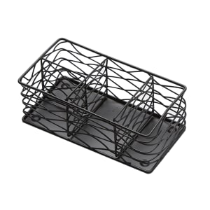 166-BNCB84 3 Compartment Rectangular Condiment Caddy - Wire, Black