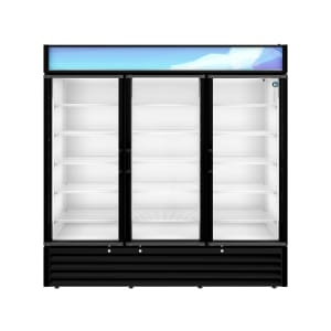 440-RM65HCBLK 78" RM Series Three Section Glass Door Merchandiser - (3) Left/Right Hinge Doors, Black, 115v