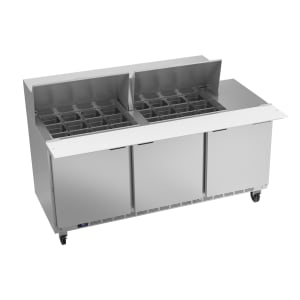 118-SPE72HC24M 72" Hydrocarbon Series Mega Top Sandwich/Salad Prep Table w/ Refrigerated Bas...