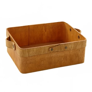 166-PWRB10 8 1/2" Rectangular Basket with Handles - Poplar Wood
