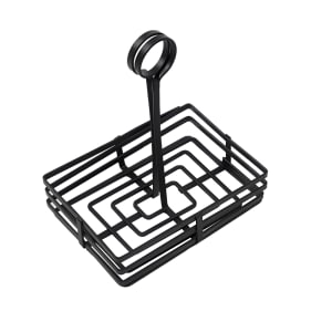 166-FWC68 Flat Condiment Basket w/ Slotted Handle, Black