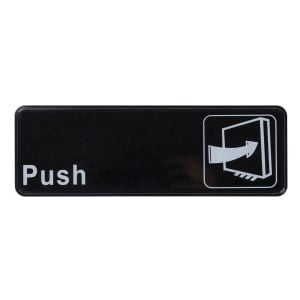 080-SGN301 Push Sign w/ Symbol - 3" x 9", Black