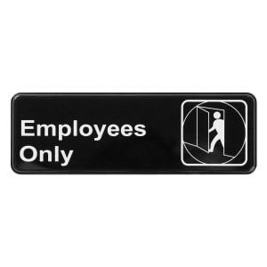 080-SGN305 Employees Only Sign w/ Symbol - 3" x 9", Black