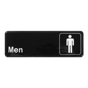 080-SGN311 Men Sign w/ Symbol - 3" x 9", Black