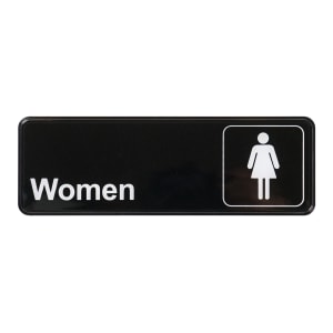 080-SGN312 Women Sign w/ Symbol - 3" x 9", Black
