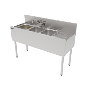 199-TS48M3DBR 48" 3 Compartment Sink w/ 14"L x 10"W Bowl, 9 1/4" Deep