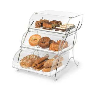 209-BAK2944 3 Tier Countertop Bakery Display Case - Wire Stand, 19x15x22" Acrylic, Clear