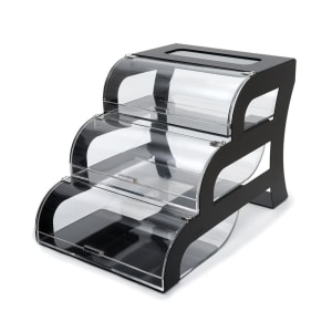209-BK011 Pastry Display Case - 15 1/4" x 23 1/4" x 15 1/2", Acrylic/Black Stainless