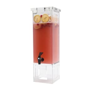 209-LD111 2 gal Beverage Dispenser w/ Ice Basket - Plastic Container, Clear Base
