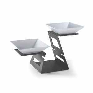 209-SM220 2 Tier Swan Display Riser - (2)Bowls, Black Matte