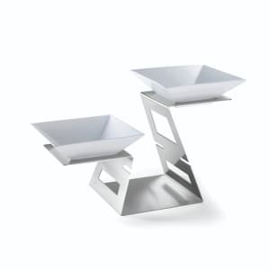 209-SM221 2 Tier Swan Display Riser - (2)Bowls, Stainless